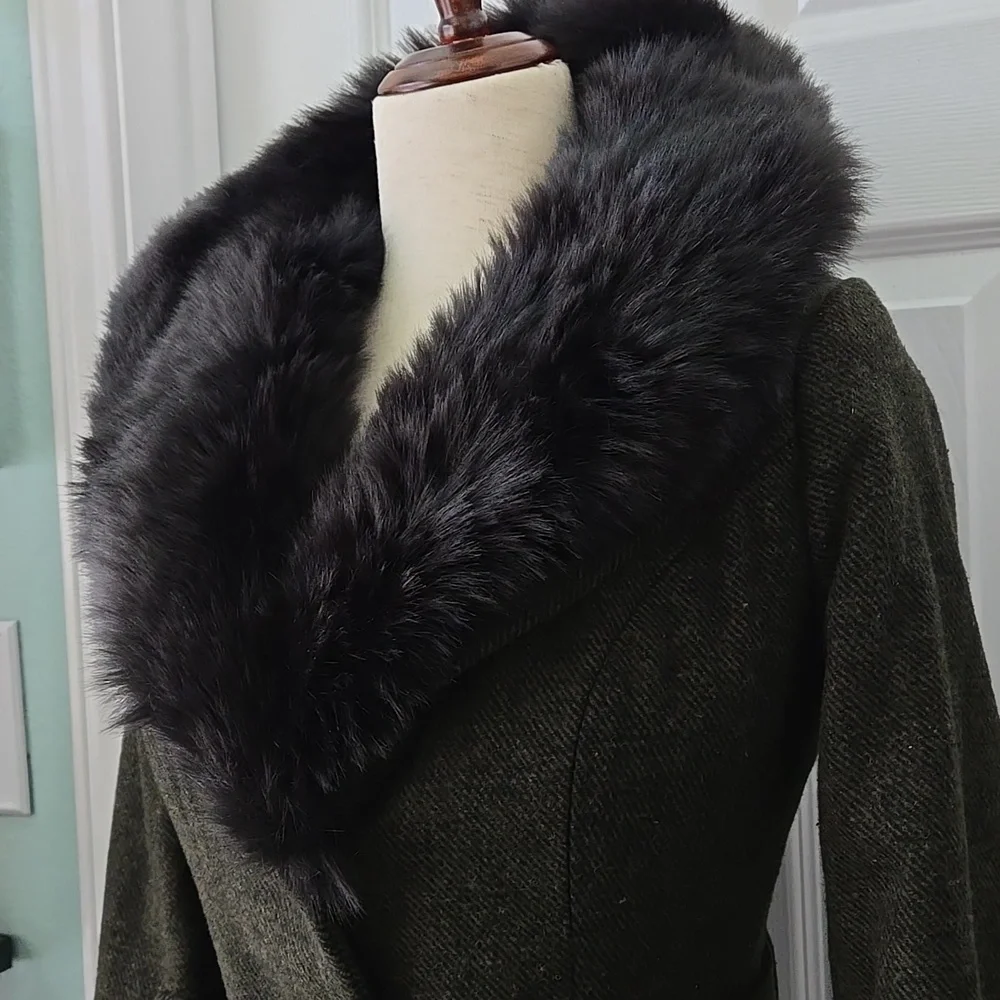 Collectif Molly Vintage Jacket W/ Fur Collar, In Olive Green, NWT - Picture 6 of 16